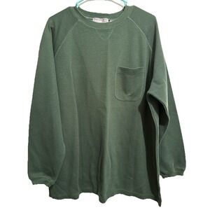 Passports Plus Essential Long Sleeve Ponte Crewneck Sweatshirt Dark Green Pocket